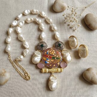 Tanjore mop neckpiece set - 1