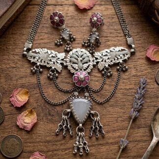 Jaali chandi floral choker set  - 4