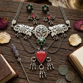 Jaali chandi floral choker set  - 3